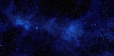 Deep blue starry galaxy with scattered stars and cosmic nebula, immersive space background, astronomy and universe concept for design and art.
