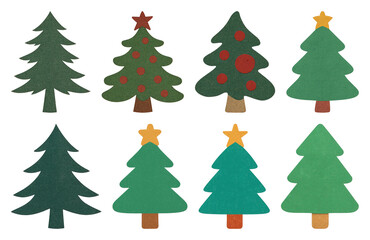 Fototapeta premium PNG Colorful felt Christmas trees, element set on transparent background