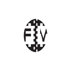 Monogram Initial Alphabet FV Bold Unique Design Pixel Logo Concept Alphabet
