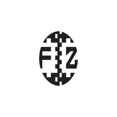 Monogram Initial Alphabet FZ Bold Unique Design Pixel Logo Concept Alphabet