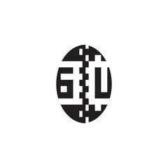 Monogram Initial Alphabet Pixel Logo Concept Alphabet Bold Unique Design GU