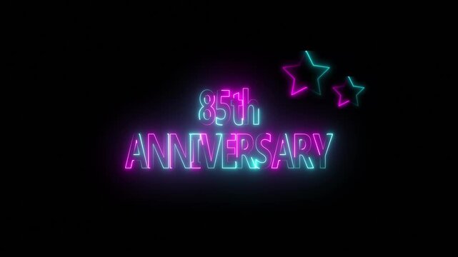 Happy 85th Anniversary Celebration on Black Background, important date, Alpha Channel. Great for greetings, celebrations, events, and gifts.
