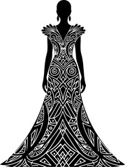 Abstract Sharp-Lined Female Silhouette on White Background