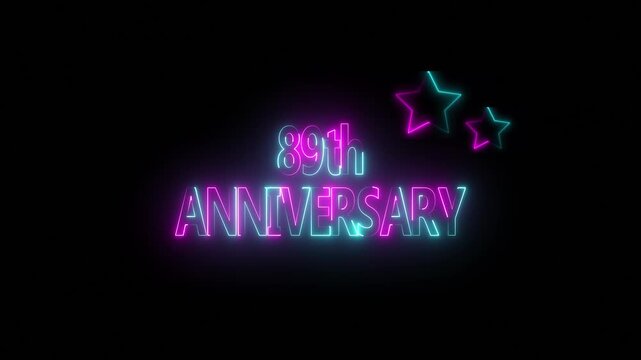 Happy 89th Anniversary Celebration on Black Background, important date, Alpha Channel. Great for greetings, celebrations, events, and gifts.