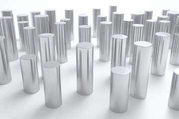 Silver Cylinders Abstract Design