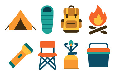 Colorful Camping Icons