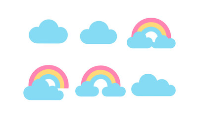 Obraz premium Colorful rainbow and cloud collection in minimalist flat design