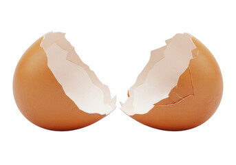 Broken eggshell halves isolated on a transparent background