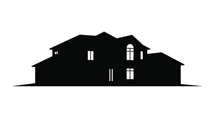 Simple black silhouette of a two story family home with gable roof