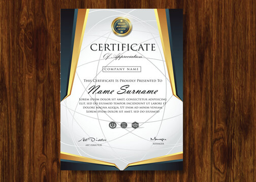 Elegant certificate of achievement with official seal and decorative border