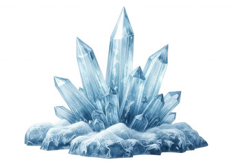 Icy crystal cluster on dark background isolated on a transparent background