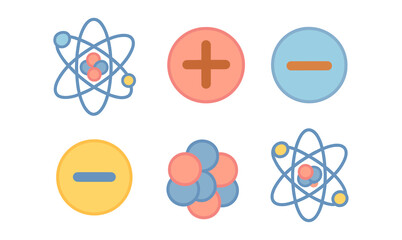 Colorful atomic and mathematical symbols in flat design