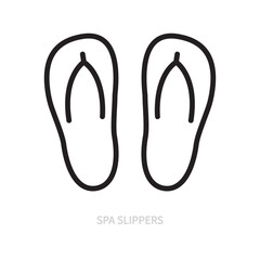 Spa slippers line icon. Self-care, spa salon concept. Isolated on a white background. Editable stroke. Flat design. Vector illustration.	
