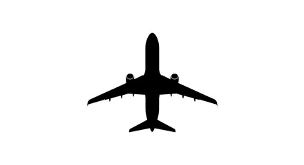 Sleek black airplane silhouette soaring high above the clouds on a clear day