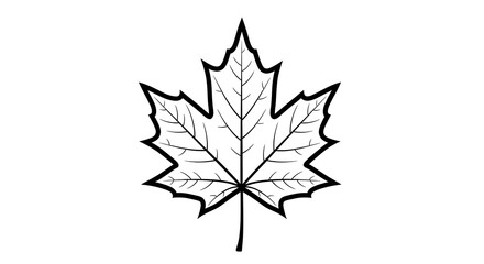 Bold black and white maple leaf outline, perfect for autumn designs and seasonal decor