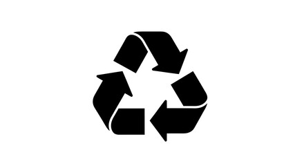 Bold black recycling symbol on a clean white background, representing sustainability and environmental awareness