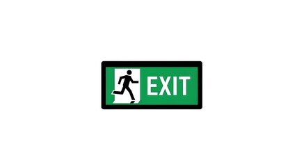 Bright green emergency exit sign with running man pictogram providing clear direction
