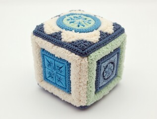 Obraz premium Handmade crochet sensory cube with soft yarn texture