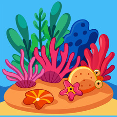 Naklejka premium Colorful fish swimming through vibrant decorative coral in an aquarium