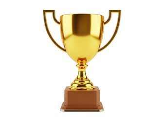 Golden trophy award isolated on a transparent background