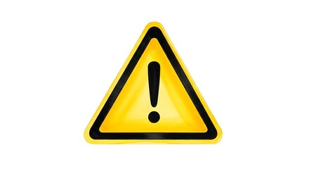 Bright yellow warning sign with black border and exclamation mark