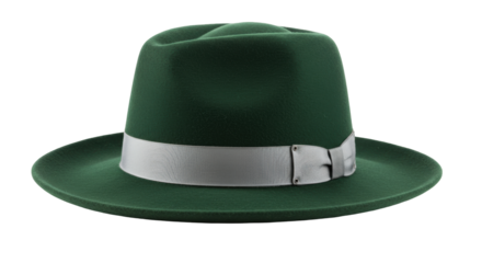 Elegant green fedora hat isolated, classic men s fashion accessory for formal occasions and vintage style