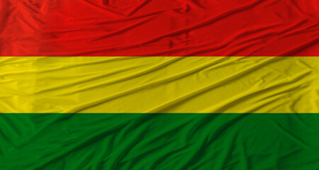 Bolivian flag waving. Flag of Bolivia with cloth texture