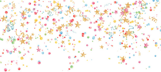 Ping blue gold holiday realistic confetti flying vector background. Glamorous flying tinsels, foil texture serpentine streamers, sparkles, confetti falling birthday background.