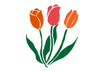 チューリップの手書きイラスト