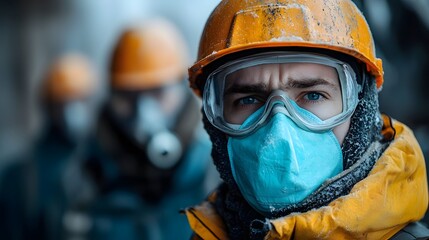 A worker wearing protective gear for a hazardous workplace