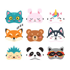 Fototapeta premium Cute animal eye masks for kids and adults to promote better sleep.