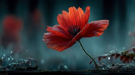 Magical fabulous red Poppy flower.