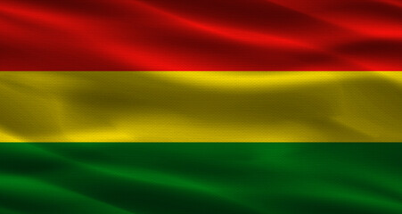 Bolivia flag with fabric texture. Realistic flag of Bolivia waving
