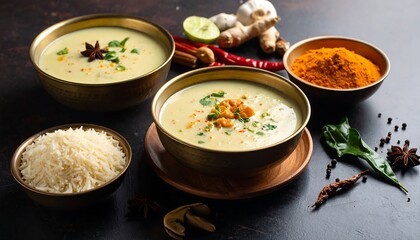 Delicious creamy soup with rice and spices, perfect for a cozy culinary experience