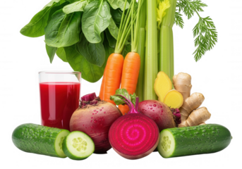 Fresh Juice Ingredients isolated on a transparent background