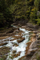 Spectacular Hiking Trail Triftsteig Through Canyon Tiefenbachklamm With Brandenburger Ache In Tyrol, Austria