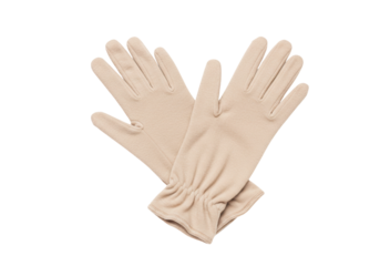 Pair of beige gloves isolated on transparent background, elegant handwear for women PNG