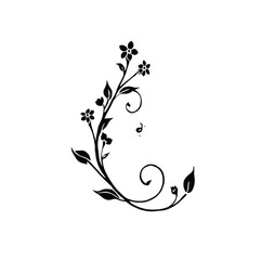 Black floral vine flourish with swirling tendrils vector