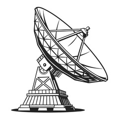 Black and white satellite dish illustration antenna
