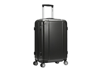Black hard shell suitcase isolated on white, luggage for travel and business trips