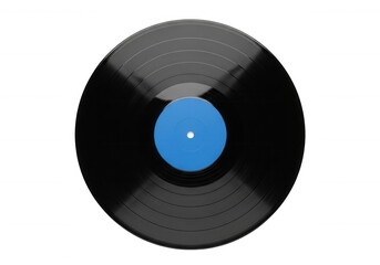Obraz premium Black vinyl record blue center isolated on a transparent background