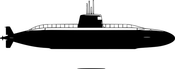 vector set of submarines isolated on white background. cartoon submarine silhouette
