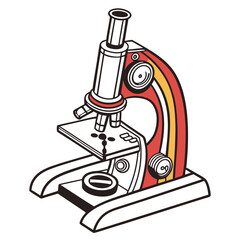 Colorful microscope with red yellow and black accents
