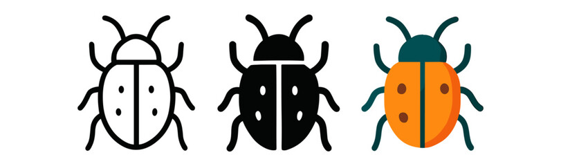 Obraz premium Colorful and minimalist ladybugs displayed in flat style for creative design