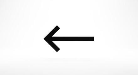 Simple black arrow pointing left isolated on white background, indicating direction and navigation for website design and user interface elements