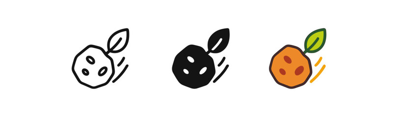 Obraz premium Trio of simple apple icons in hand drawn, solid black, and colorful styles