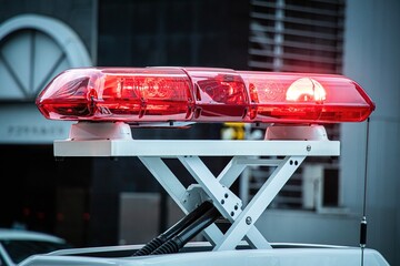 出動中のパトカーの赤色灯