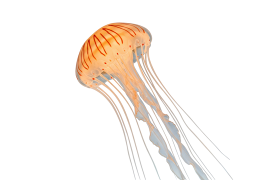 Compass jellyfish isolated PNG on transparent background, Chrysaora hysoscella marine animal