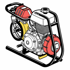 Red yellow and black engine illustration motor mechanical