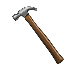 Classic claw hammer with wooden handle isolated industrial tool for construction and diy projects isolated on white background